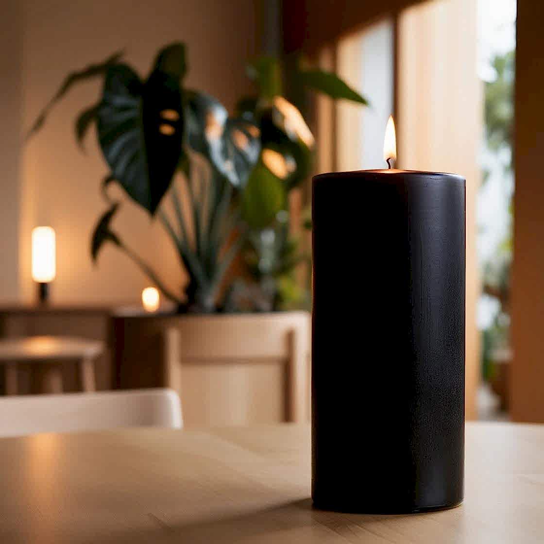 Siyah Silindir 5*15 Mum 50 Adet