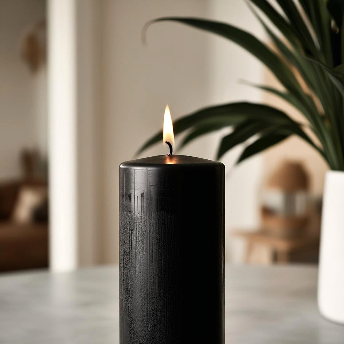 Siyah Silindir 7*10 Mum 50 Adet