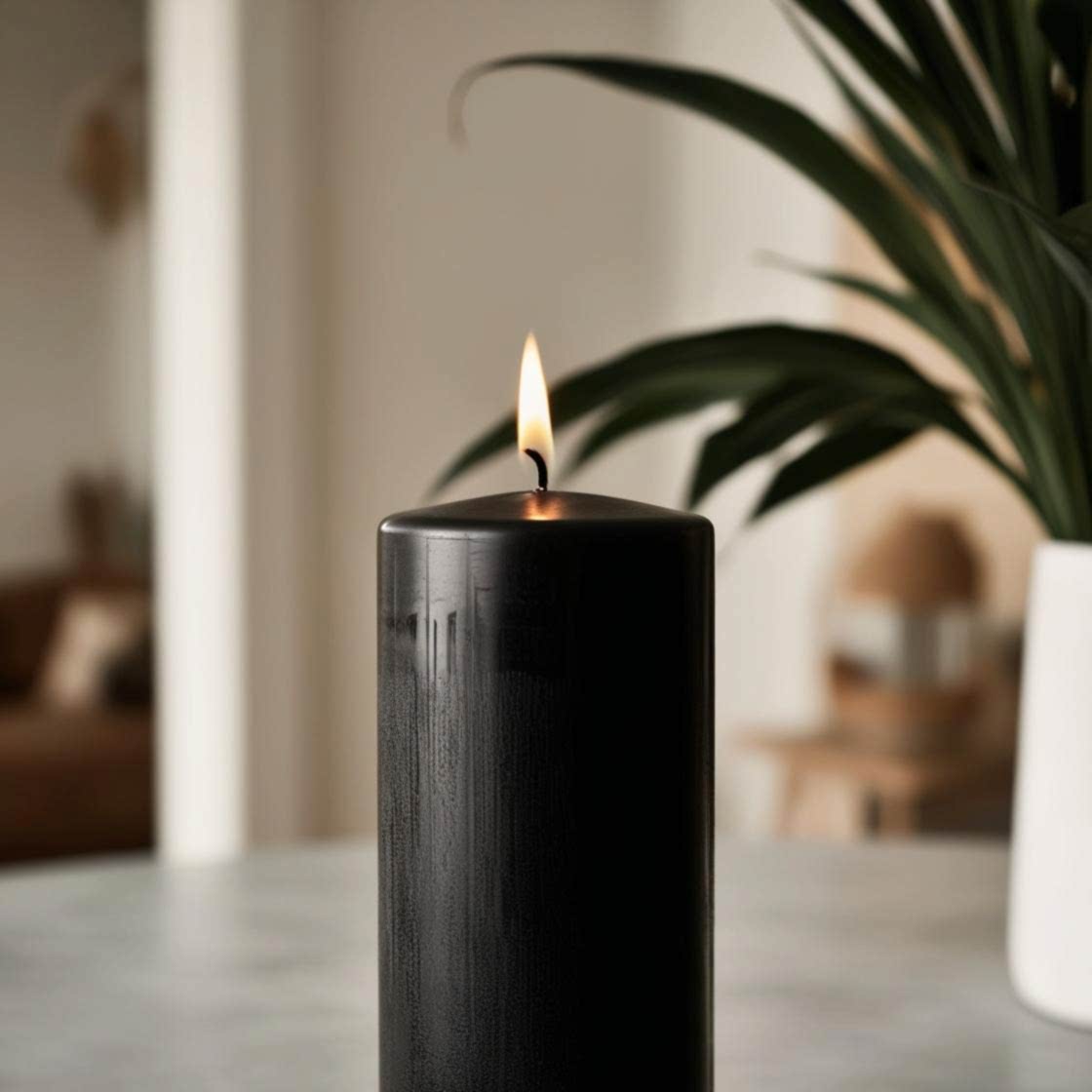 Siyah Silindir 7*15 Mum 50 Adet