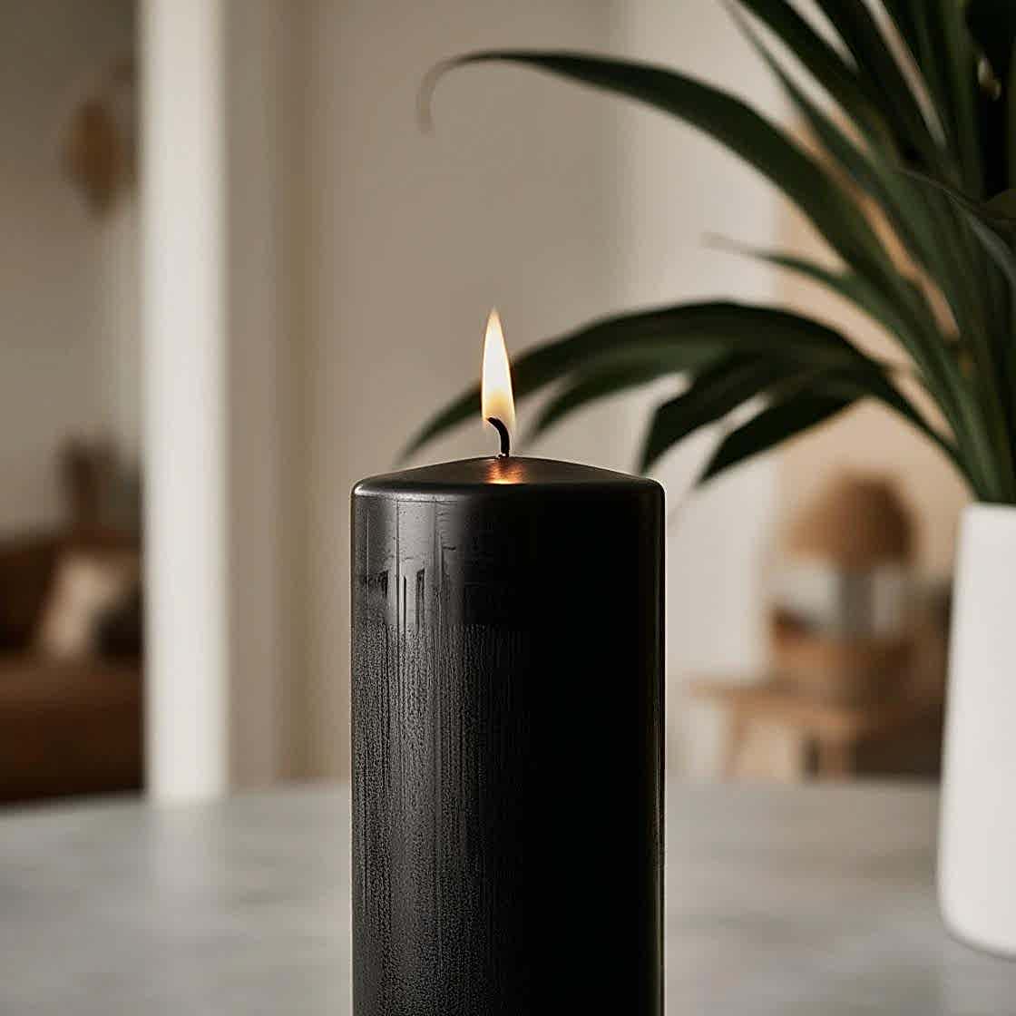 Siyah Silindir 7*25 Mum 50 Adet